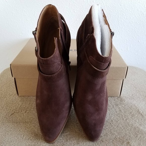 New Lucky Brand brown suede block heel booties - Picture 6 of 9